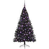 vidaXL Umjetna preddekorirana božićna jelka Črna 180 cm PVC | Shoptok.si