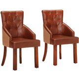 Furnova Jedilni stoli 2 kosa rjavo pravo kozje usnje, (21929556) | Shoptok.si