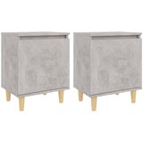  Noćni ormarići s drvenim nogama 2 kom boja betona 40x30x50 cm | Eponuda.com