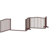vidaXL Ograda za pse z vrati zložljiva 4 paneli rjava 320cm topolovina | Shoptok.si