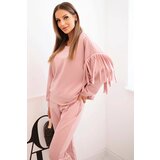 Kesi Włoski Ladies' butter set with tassels on the sleeves dark powder pink Cijene