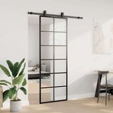  Drsna vrata z opremo črna 76x205 cm ESG steklo | Shoptok.si