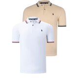 Dewberry DUAL SET T8594 MENS T-SHIRT-WHITE-BEIGE | Shoptok.si