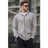 Madmext Dyed Gray Zippered Hooded Sweatshirt 6161 Cene