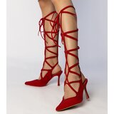 Gemre Red stiletto sandals with rhinestones Merlin | Shoptok.si