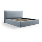 Milo Casa Svetlo modra oblazinjena zakonska postelja s prostorom za shranjevanje z letvenim dnom 140x200 cm Elio – | Shoptok.si