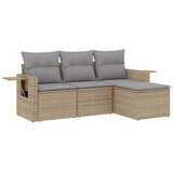  The Living Store Vrtna sedežna garnitura 4-delna z blazinami bež poli ratan - Vrtna Sedežna Garniture, (21452923) | Shoptok.si