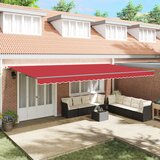 vidaXL Ročna Retraktibilna Tenda Rdeča 600x350 cm, Tenda Zamenjava Tkanina za okvir 6x3,5 m Rdeča u