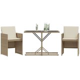  3-dijelni bistro set s jastucima bež od poliratana | shoptok.hr