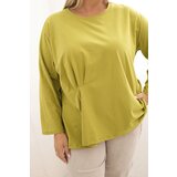 Kesi Włoski Women's Plus Size blouse with cotton, featuring a pocket and rolled sleeves kiwi | shoptok.hr