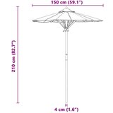 vidaXL Vanjski suncobrani Krem bijela Drvo 150 x 150 x 210 cm Prijenosno | shoptok.hr