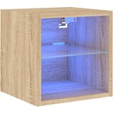 Maison Chic Stenska TV omarica - TV stojalo - Televizijska omarica z LED lučkami sonoma hrast 30x28,5x30 cm, (21701862) | Shoptok.si
