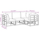 vidaXL Vrtna sedežna garnitura 4 pcs Črna 213 x 143 x 71 cm Aluminij | Shoptok.si