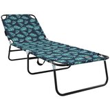 vidaXL Zložljiv ležalnik na soncu Prenosni vzorec listov 600D Oxford tkanina | Shoptok.si