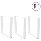  noge jedilne mize v-oblika 3 kosi bela 80x(72-73,3) cm jeklo | Shoptok.si