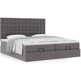 vidaXL Otomanski okvir kreveta s madracima sivi 200x200cm umjetna koža | shoptok.hr