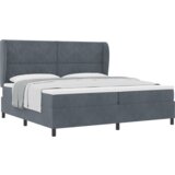  Postelja s pomičnim dnom in vzmetnico Temno siva 200x200 cm Žamet, (22050146) | Shoptok.si