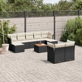  10-dijelni set vrtnih sofa s jastucima crni od poliratana | shoptok.hr