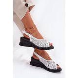 VINCEZA Leather Perforated Women's Sandals On Wedge | shoptok.hr