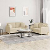  2-dijelni set sofa s jastucima krem od tkanine Cijene
