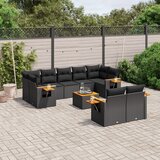 vidaXL 10-dijelni set vrtnih sofa s jastucima crni od poliratana | shoptok.hr
