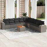 Maison Chic Seti vrtnega pohištva - Vrtna garnitura - Vrtni pohištvo set 10-delna z blazinami siv poli ratan, (21812046) | Shoptok.si