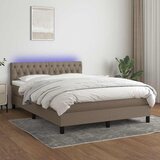  box spring s madracem LED smeđesivi 140x190 cm tkanina | shoptok.hr