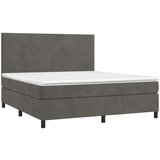  Box spring postelja z vzmetnico LED temno siva 180x200 cm žamet, (20789509) | Shoptok.si