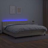  Box spring postelja z vzmetnico LED krem 200x200cm umetno usnje, (20725411) | Shoptok.si