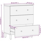  Bočni ormarić crni 60 x 33 x 75 cm od masivnog drva manga | shoptok.hr