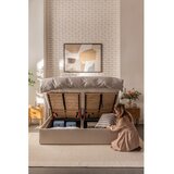 Bonami Selection Oblazinjena zakonska postelja taupe z odlagalnim prostorom z ležiščem/roštom 180x200 cm Thessa Bold - | Shoptok.si