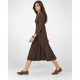 Michael Kors Dolge obleke POLO FLARE MIDI DRESS Kostanjeva Slike