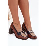 Boto Women's Low Heel Shoes with Embossing and Gold Detail Beige-Brown Novella | shoptok.hr