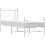Maison Chic Kovinski Posteljni okvir - Enojna postelja - Postelja za odrasle z vzglavjem in vznožjem bel 75x190 cm, (21696234) Cene