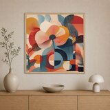 Wallxpert uramljena slika na platnu Cc-K-Ah-1005, apstraktni cvet i geometrijski oblici u toplim tonovima, 60 x 60 cm Cene