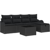 vidaXL 6-delna garnitura za vrtne sofa z blazinami Črna poli ratan, 2-sedežna vrtna sofa s shranjevanjem in blazinami Črna poli ratan | Shoptok.si