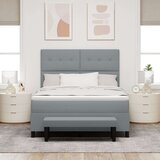  Postelja Box Spring z vzmetnico in klopjo svetlo siva 140x200 cm tkanina, (22081081) | Shoptok.si