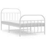  Metalni okvir kreveta uzglavlje i podnožje bijeli 100x190 cm | shoptok.hr