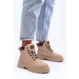 Boto Women's Quilted Lined Lace-Up Boots Beige Corbin | ePonuda.com