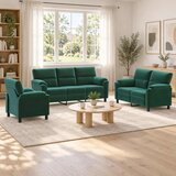  Set sofe 3 pcs Tamnozelena Baršun - Tamnozelena 1-sjedalo + 2-sjedalo (140 cm) + 3-sjedalo | shoptok.hr