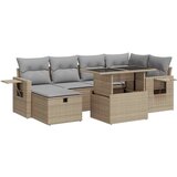 Maison Chic Seti vrtnega pohištva - Vrtna garnitura - Vrtni pohištvo set 7-delna z blazinami bež poli ratan, (21805084) | Shoptok.si