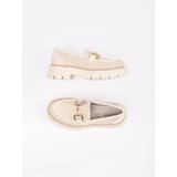 GOODIN Beige platform loafers with gold chain | Shoptok.si