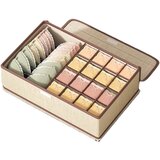 INF škatla za shranjevanje spodnjega perila s pokrovom - 17 predalov, lanena tkanina beige, (21755845) | Shoptok.si