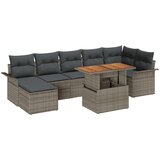 vidaXL set od 8 komada vrtne sofe s jastučićima siva poli ratan, 2-sjedna vrtna sofa s pohranom i jastučićima siva poli ratan | shoptok.hr