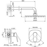 Rosan uzidna baterija sa zidnim tušem D220mm | ePonuda.com