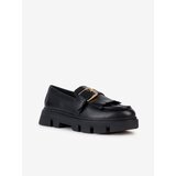 Geox Black Women's Leather Moccasins on the Vilde Platform - Women Cene