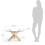 Kave Home Okrugao stolić za kavu sa staklenom pločom stola u prirodnoj boji ø 65 cm Lotus – | shoptok.hr