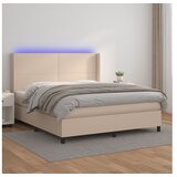 vidaXL Krevet box spring madrac LED cappuccino 180x200cm umjetna koža Cijene