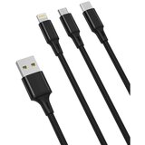 XO kabal NB173 3in1 USB - Lightning + USB-C + microUSB 1,2 m 2,4A crni | ePonuda.com