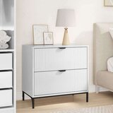 vidaXL Nočna omarica Bela z visokim sijajem 63.5 x 36 x 61 cm | Shoptok.si